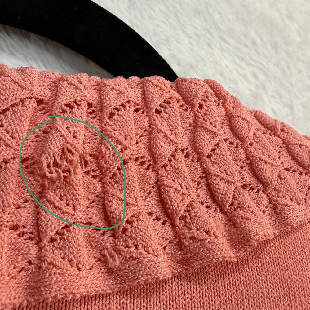 Due Per Due M Coral Pink Ruffle Cardigan Pearl Button‎ Fairy Coquette Valentines - Picture 6 of 12